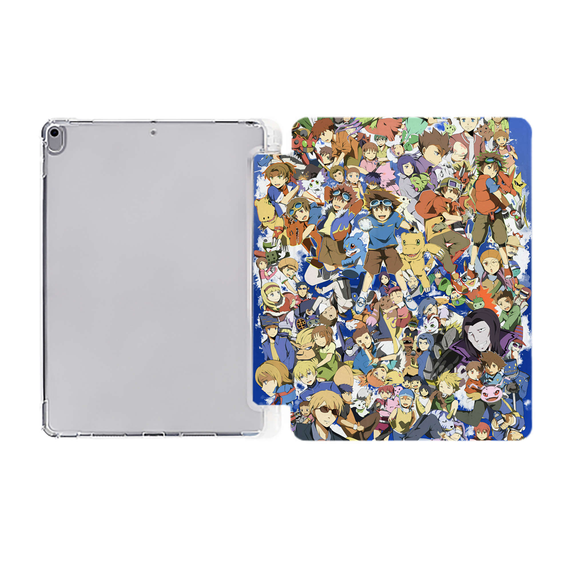 （画像用） Digimon デジタルモンスター/デジモン IPad ケース ペン収納付き 三つ折りスタンド PUレザー×シリコン 対応機種9.5/10.5/10.9インチ